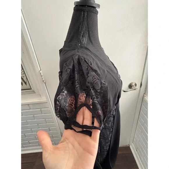 ALLSAINTS‎ Spitalfields 100% Silk Lace Tulip Hem Dress 6 Y2K grunge boho rock - Picture 5 of 9